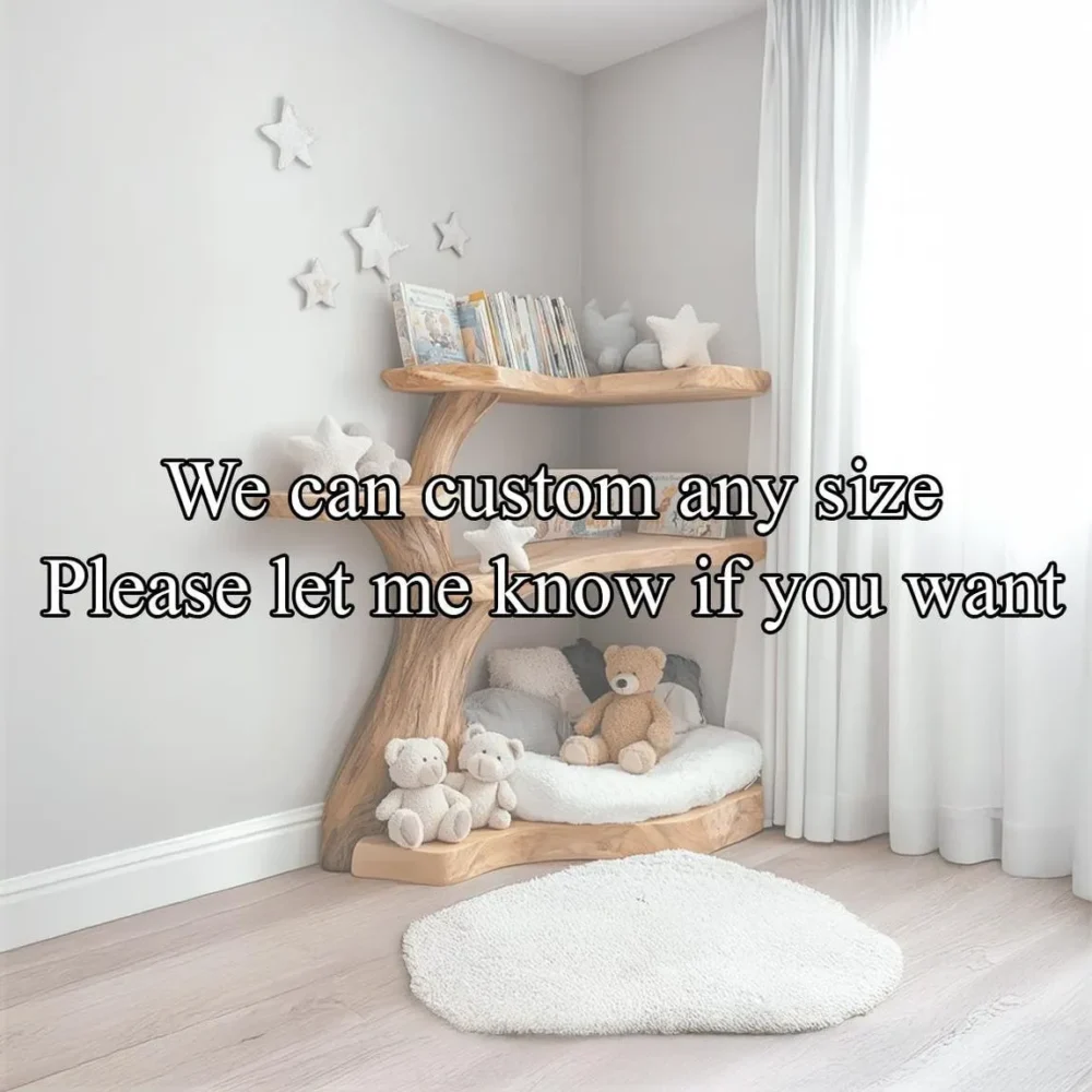 Tree Shaped Bookshelf, Wall Mounted, Natural Wood, Handmade - Image 3