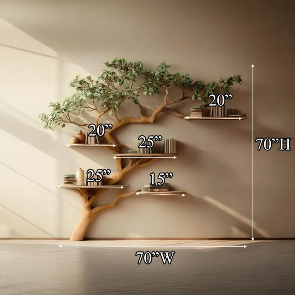 Custom Tree Bookshelf, Rustic Wood, Wall Shelf, Natural Wooden Furniture - Image 4