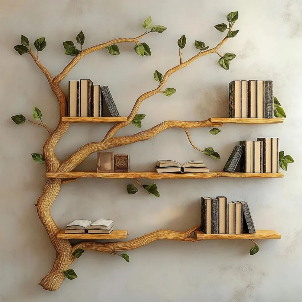 Driftwood Branch Tree Bookshelf, Solid Wood, Custom Floating Shelf, Live Edge - Image 4