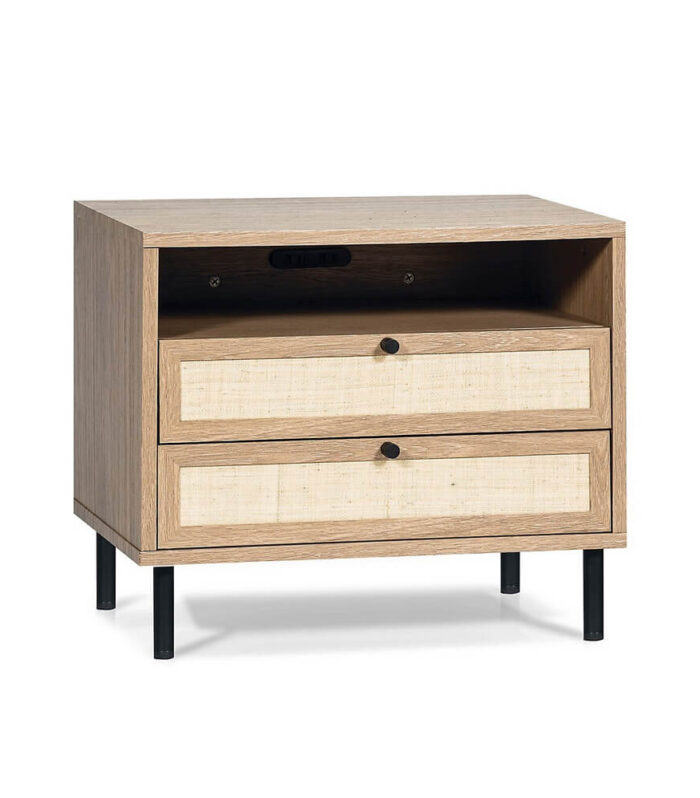 Mila Two Drawer Night Table with Open Shelf
