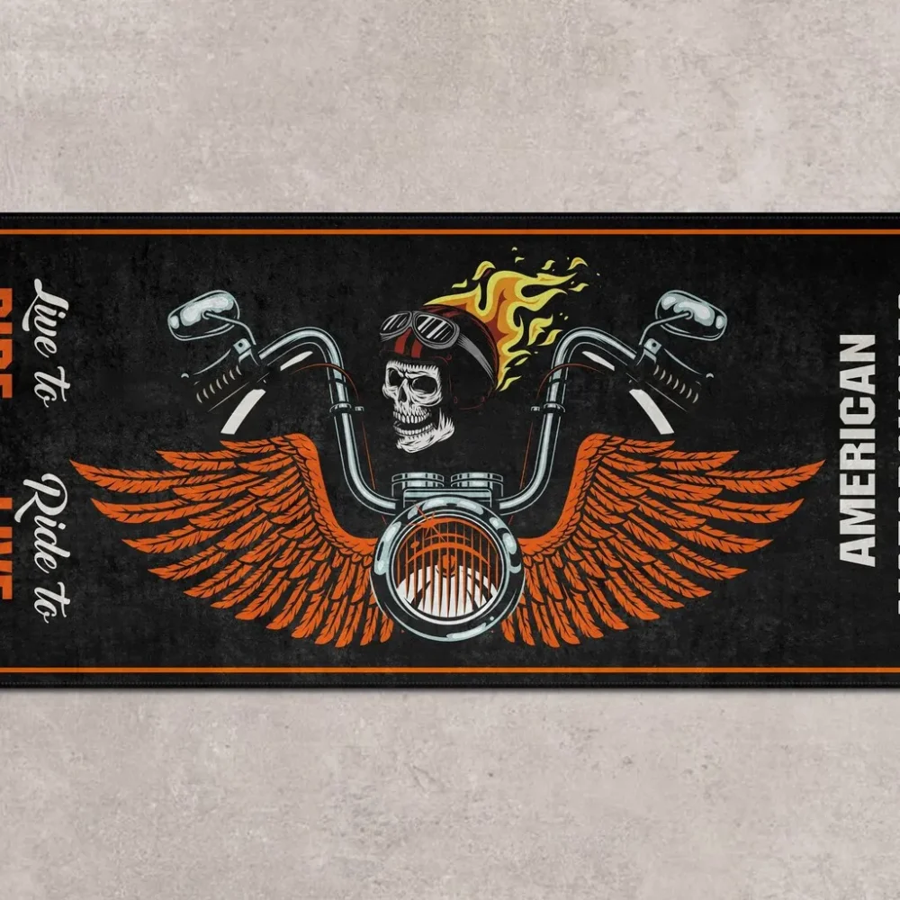 Lone Wolf Machine Motorcycle Floor Mat, Personalized Biker Garage Accessory CAR496101125145