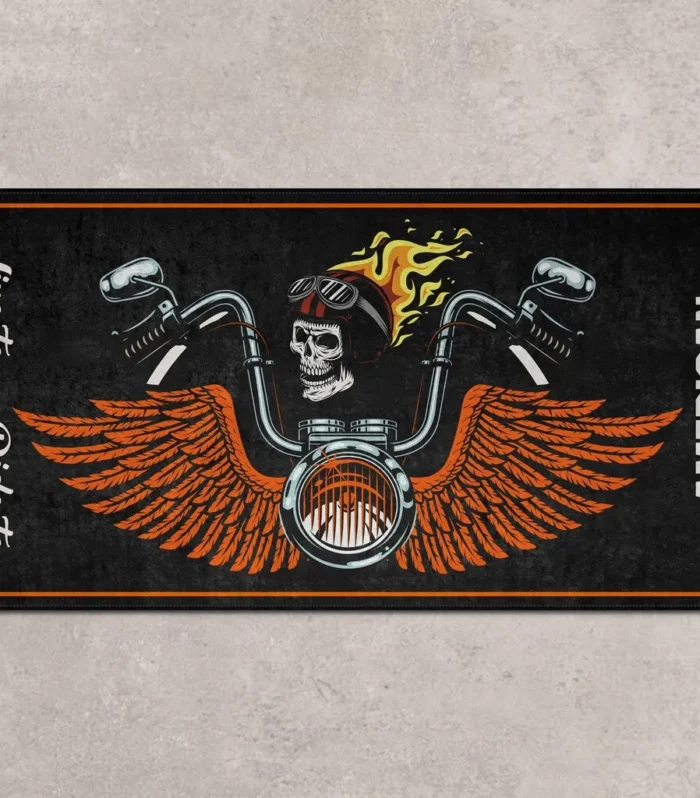 Lone Wolf Machine Motorcycle Floor Mat, Personalized Biker Garage Accessory CAR496101125145