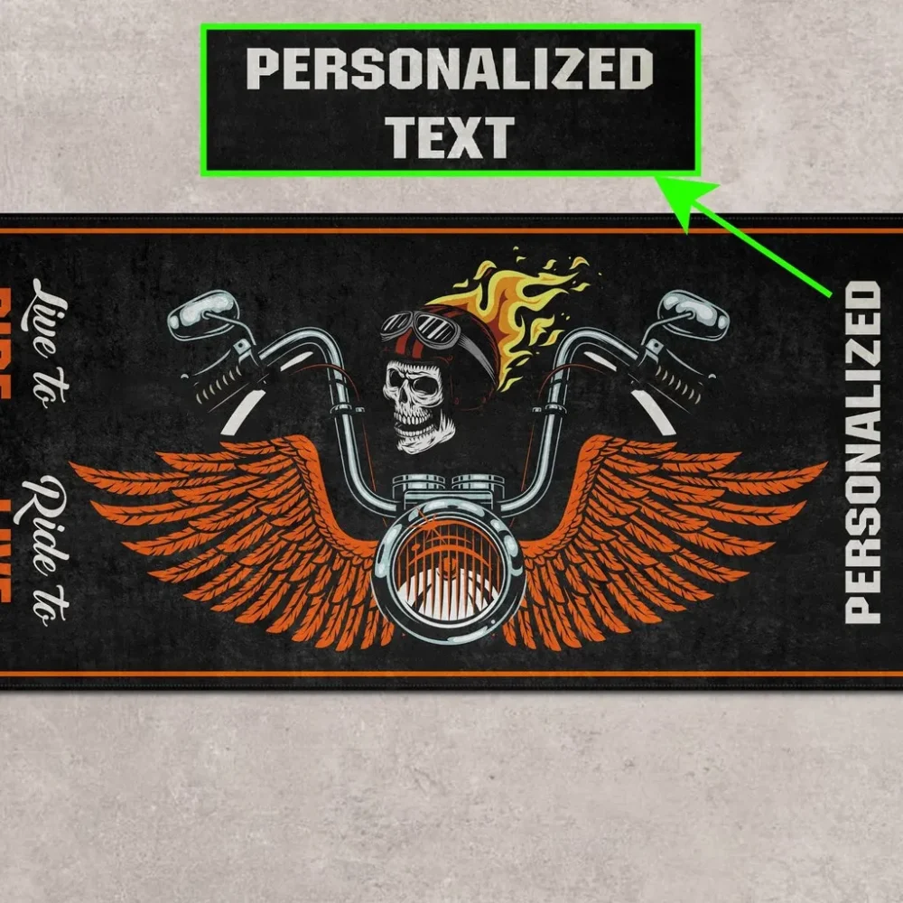 Lone Wolf Machine Motorcycle Floor Mat, Personalized Biker Garage Accessory CAR496101125145 - Image 2