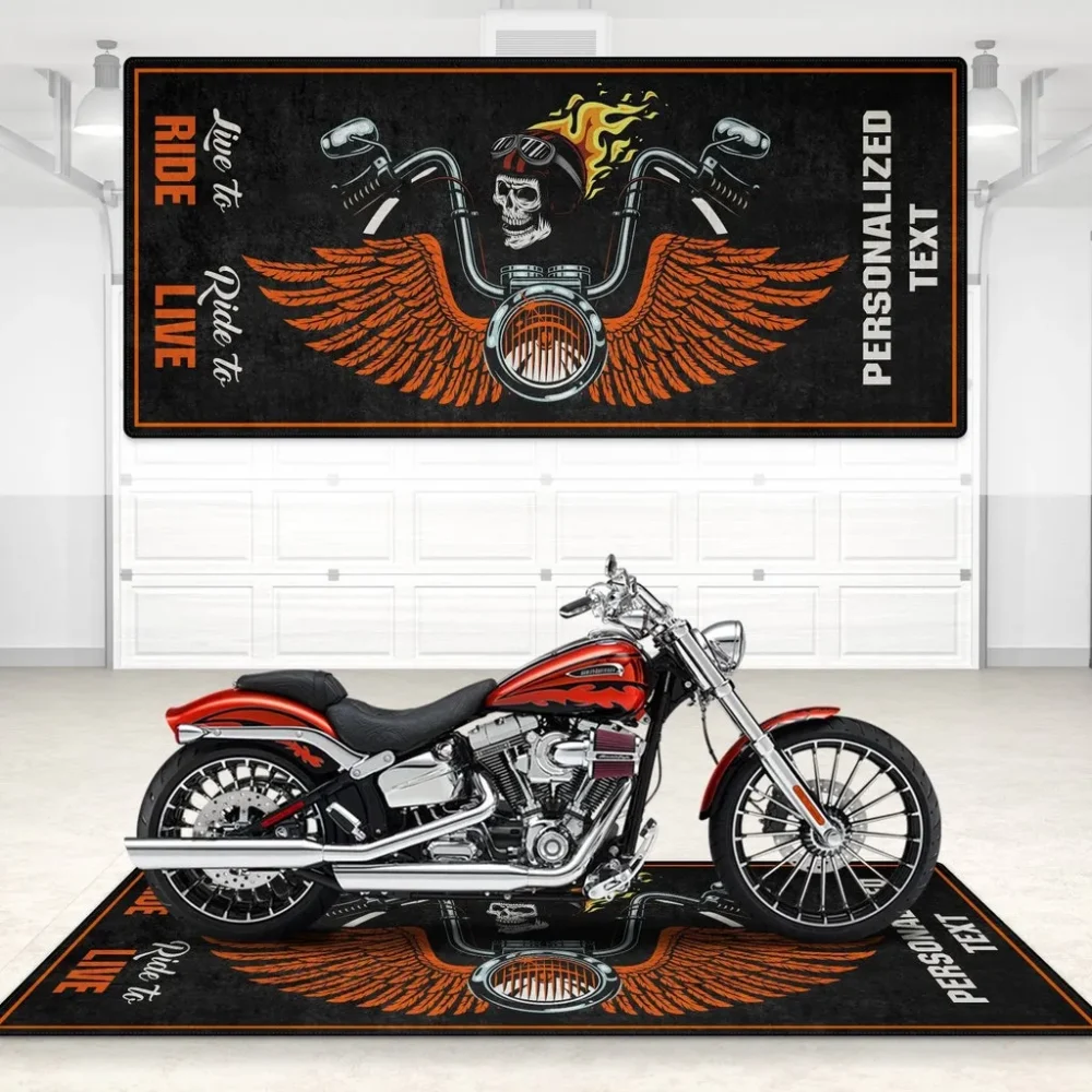 Lone Wolf Machine Motorcycle Floor Mat, Personalized Biker Garage Accessory CAR496101125145 - Image 5