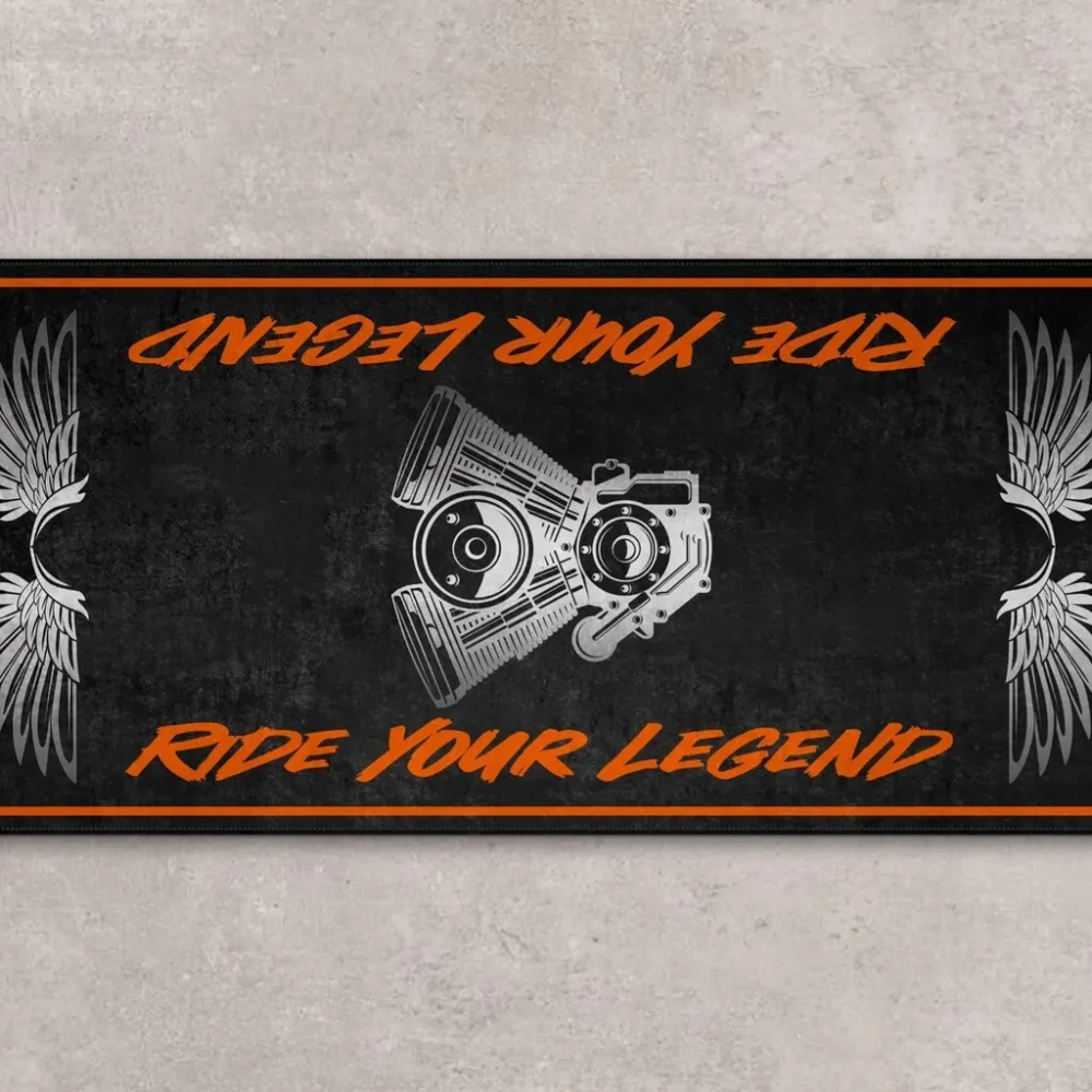 Midnight Rider Motorcycle Floor Mat, Custom Garage Decor for Motorheads CAR496101125151