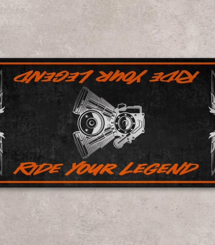 Midnight Rider Motorcycle Floor Mat, Custom Garage Decor for Motorheads CAR496101125151