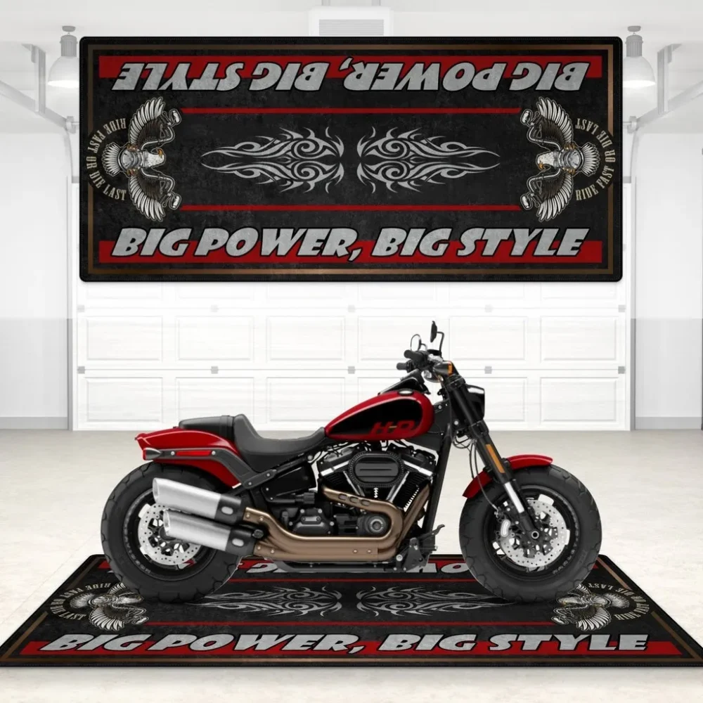 Rebel Ride Motorcycle Floor Mat, Custom Motorcycle Parking Mat CAR496101125196 - Image 3